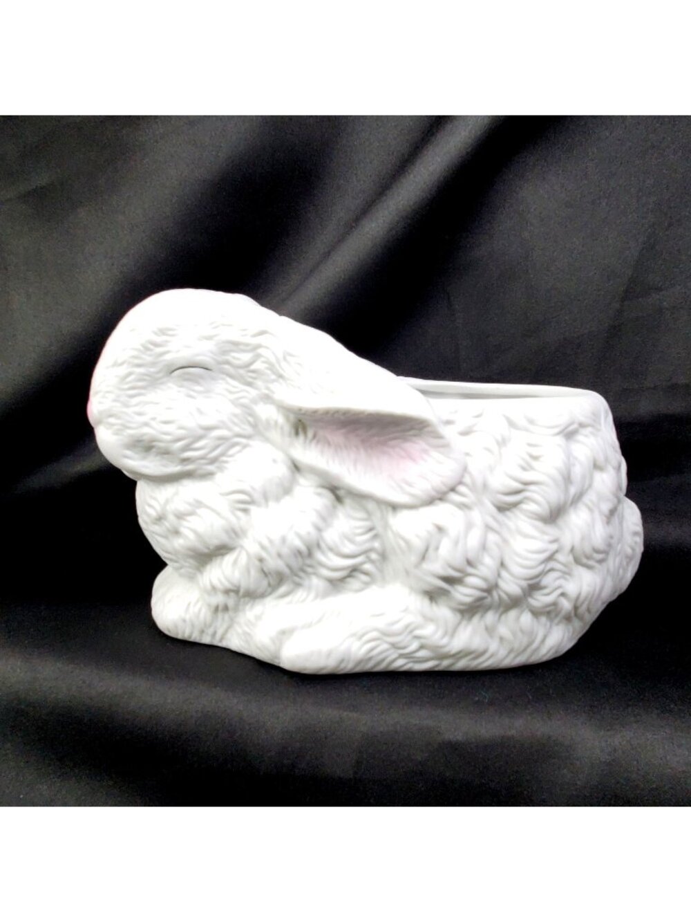 Vintage Ceramic White Bunny Rabbit Planter By FTDA 1987